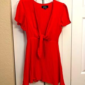 Lulus Red Tie Front Mini Dress | XS